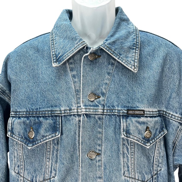 SOLD Harley Davidson | Men’s Large | Vintage Denim Jeans Jacket 100% Cotton - Picture 2 of 9